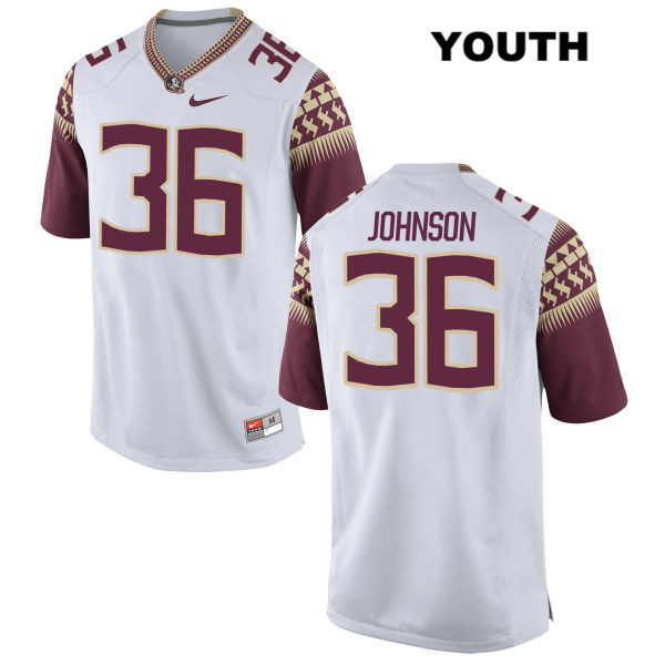 Youth NCAA Nike Florida State Seminoles #36 Eric Johnson College White Stitched Authentic Football Jersey IQA6369KL